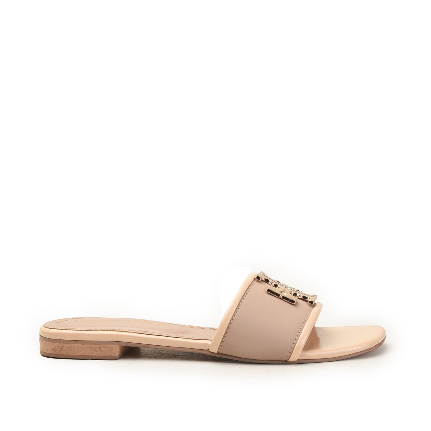 Beige Flat Slides with Chain Detail Slippers| 522M-F