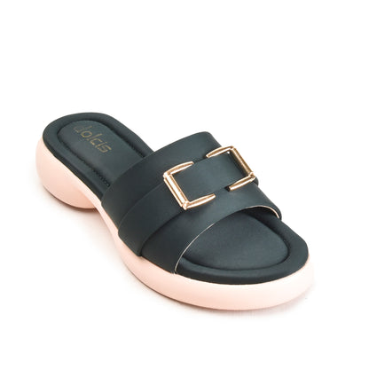 Black and White Buckle Strap Flats | 503M-K Dolcis