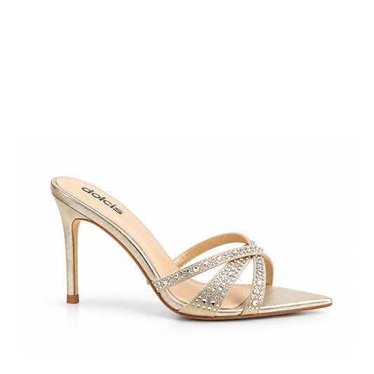 Golden Crystal Strap Party-Heels | 510N-X