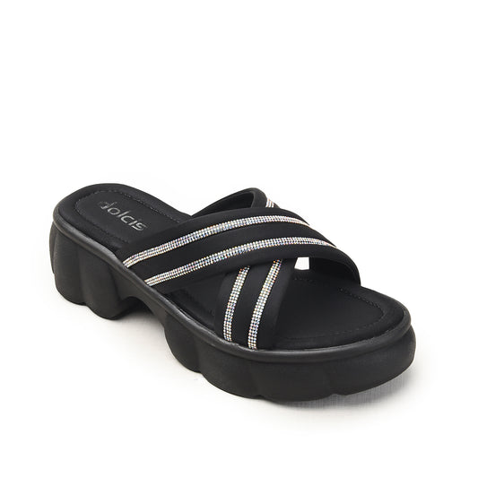 Black Crisscross Strap Sandals with Cushioned Sole Flat  | 533M-C