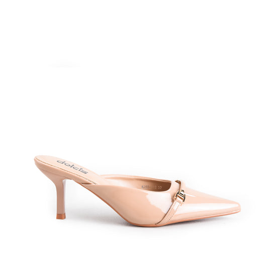 Beige Patent Strap Mule Heels| 433P-F