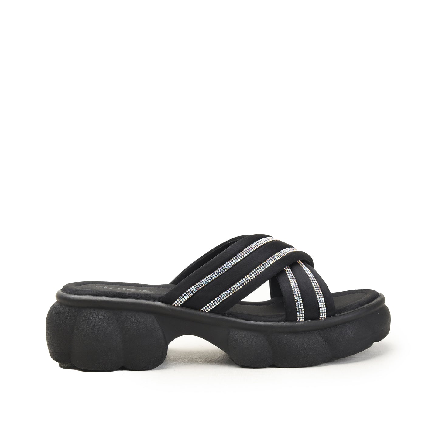 Black Crisscross Strap Sandals with Cushioned Sole Flat  | 533M-C