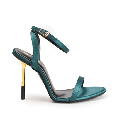Elegant Teal Satin Heels with Gold Accent | 205H-K Dolcis