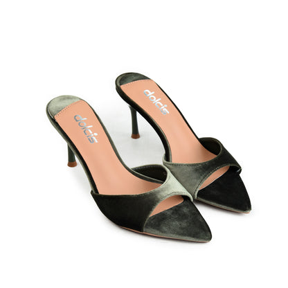 Dark Olive Green Crystal  Party Heels | 508N-K