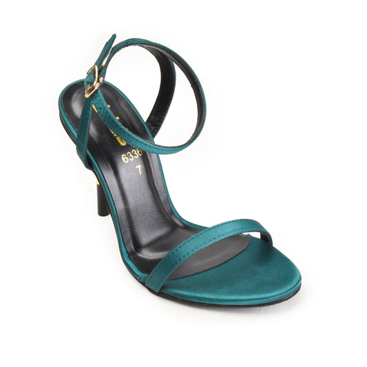 Elegant Teal Satin Heels with Gold Accent | 205H-K Dolcis