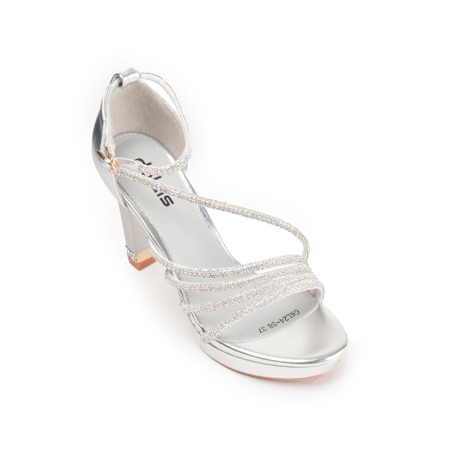 Silver Strappy Block Heels | 200H-S Dolcis