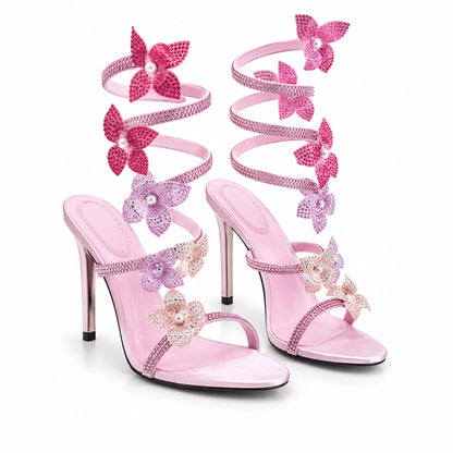 Pink Crystal Strap Party Heels |270H-P