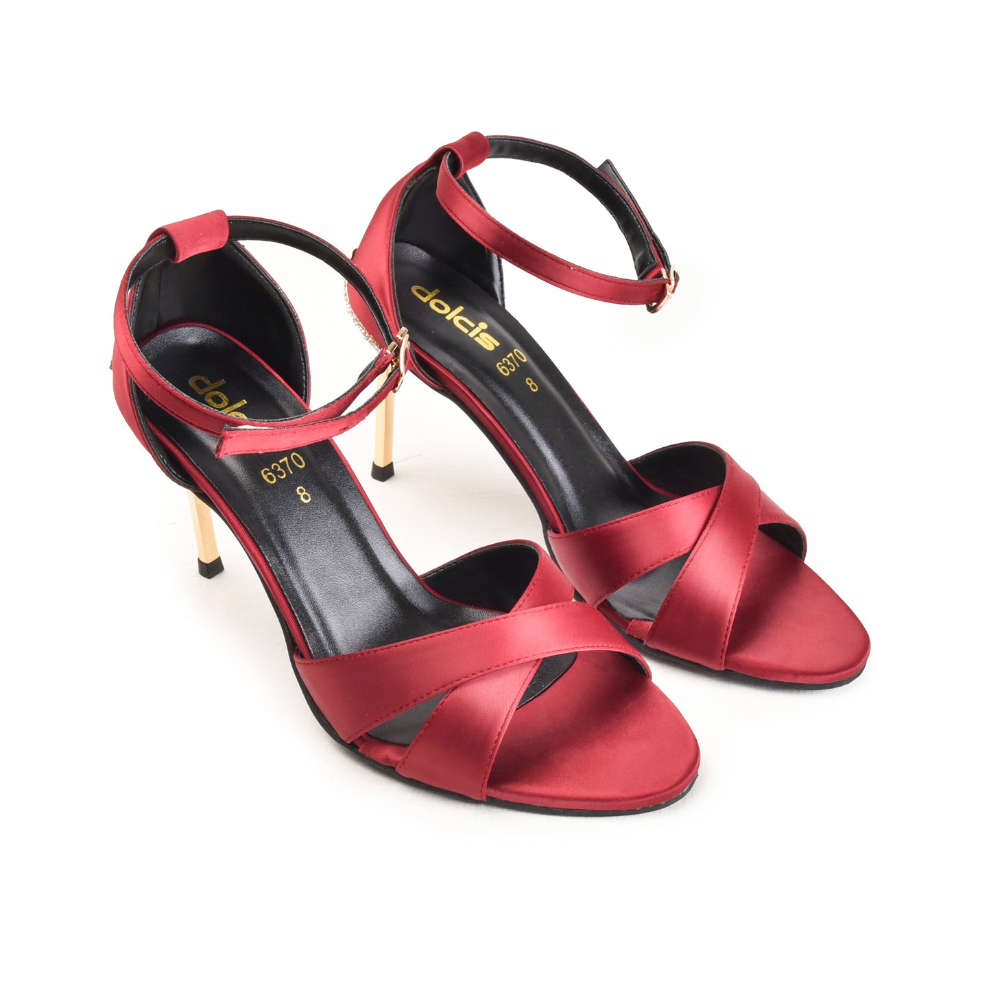 Red Satin Cross Strap Heels | 214H-M Dolcis
