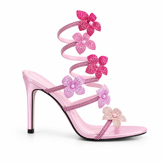 Pink Crystal Strap Party Heels |270H-P