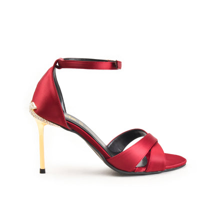 Red Satin Cross Strap Heels | 214H-M Dolcis