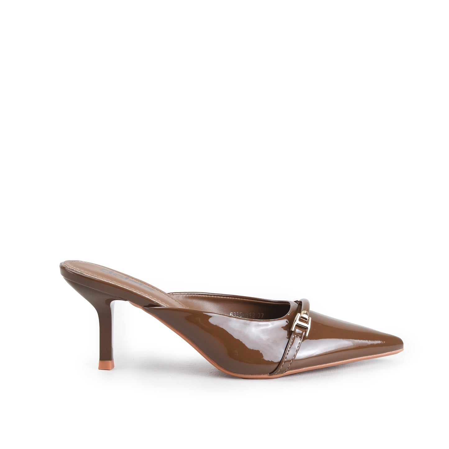 Brown Patent Strap Mule Heels| 433P-B