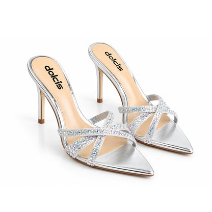 Silver Crystal Strap Party-Heels | 510N-S