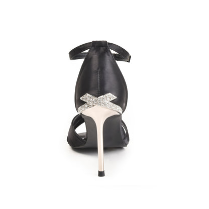 Black Satin Cross Strap Heels | 214H-C Dolcis