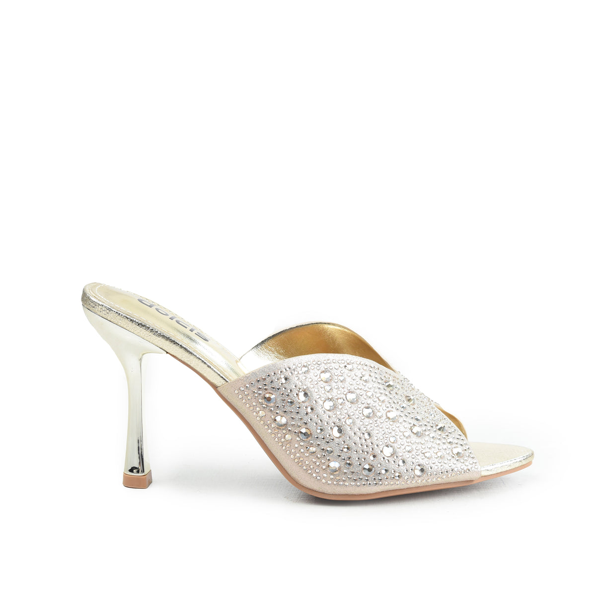 Golden Crystal Pencil Heel Sandals | 514N-X