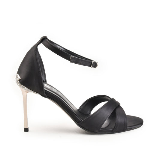 Black Satin Cross Strap Heels | 214H-C Dolcis