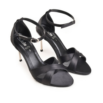Black Satin Cross Strap Heels | 214H-C Dolcis