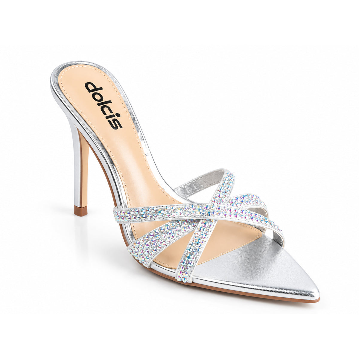 Silver Crystal Strap Party-Heels | 510N-S