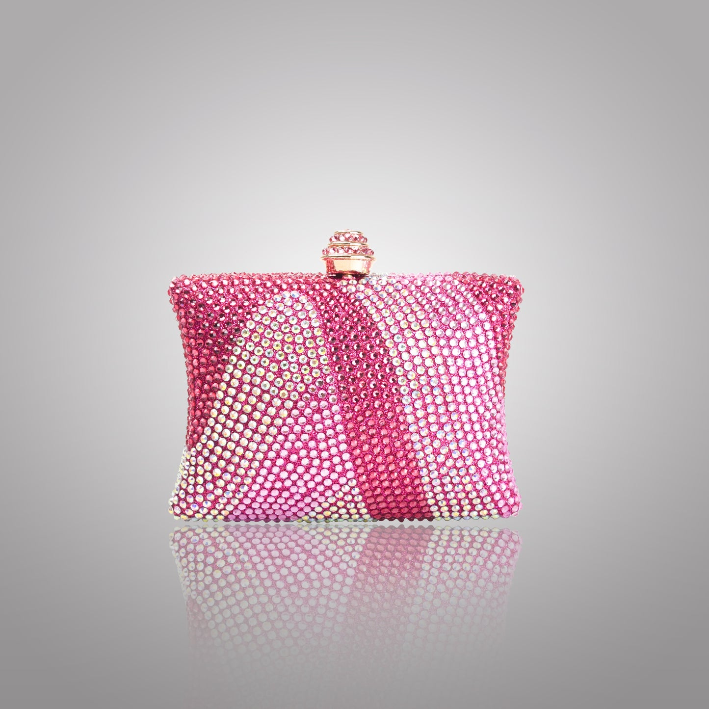 Elegant Pink  Rectangular Swarovski Clutch | C1434-PT