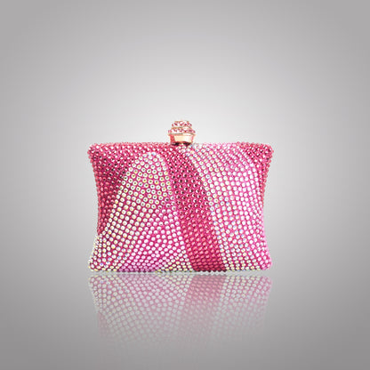 Elegant Pink  Rectangular Swarovski Clutch | C1434-PT