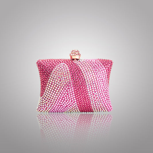 Elegant Pink  Rectangular Swarovski Clutch | C1434-PT
