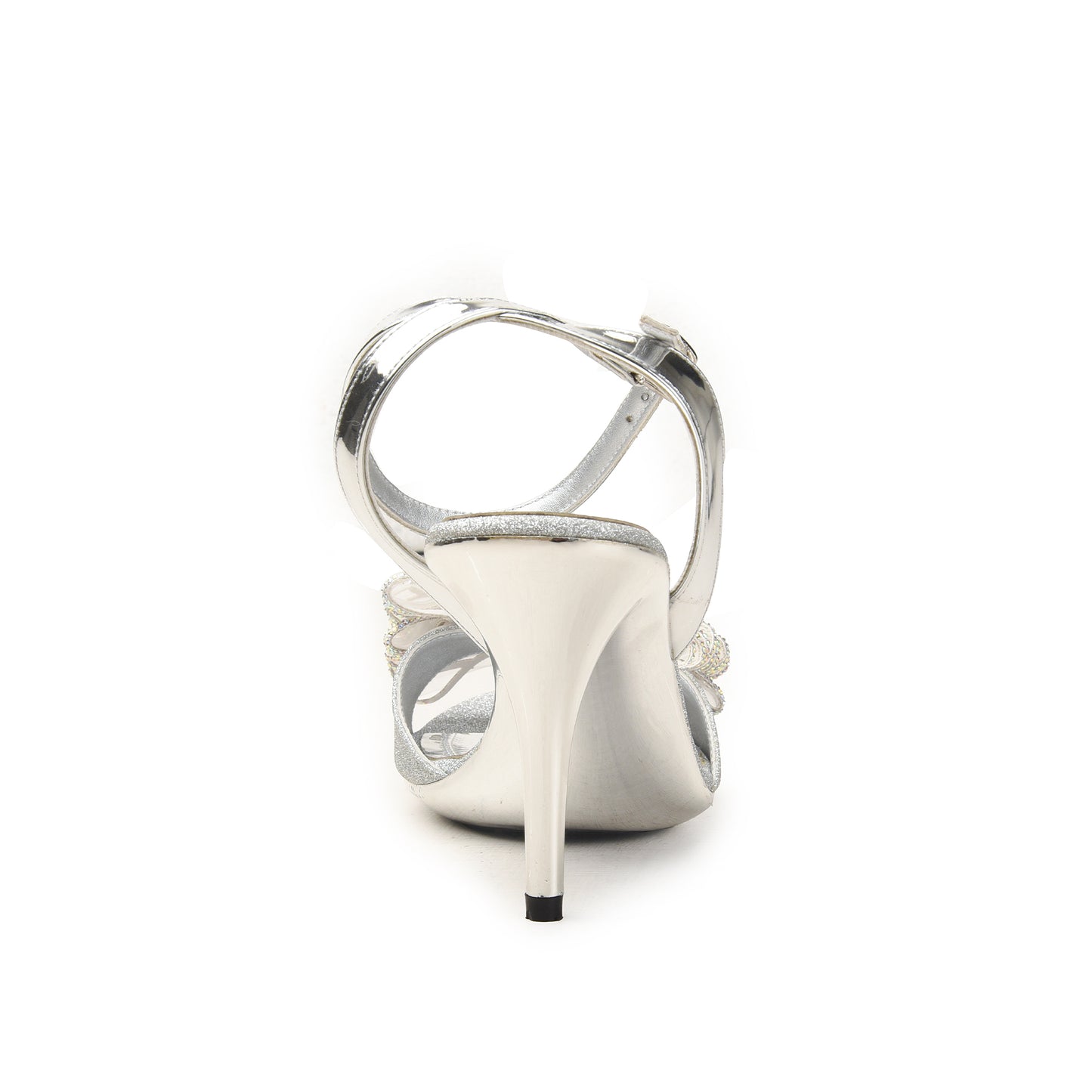 Silver Glitter Heels with Embellished Bow | 216H-S