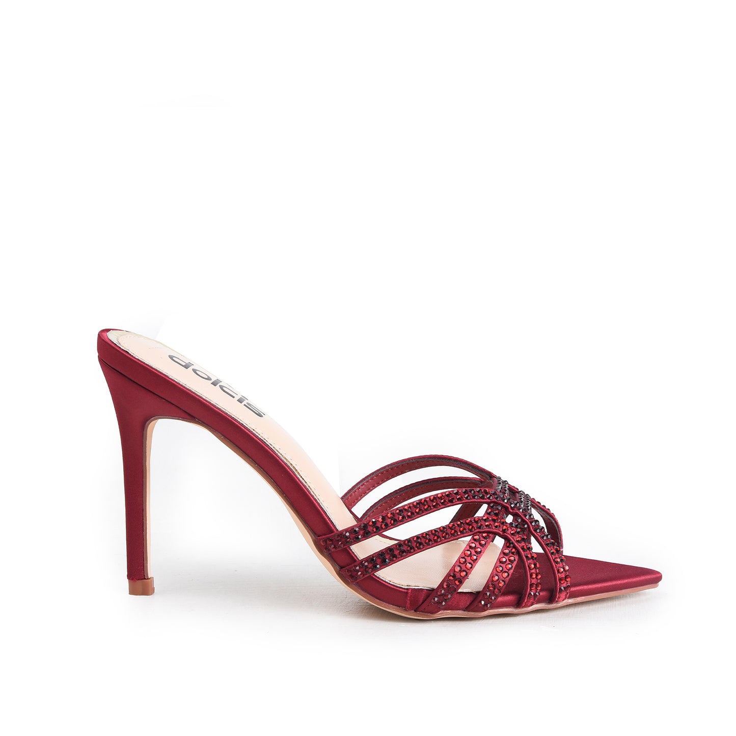 Maroon Crystal Strap Party Heels | 564M-M