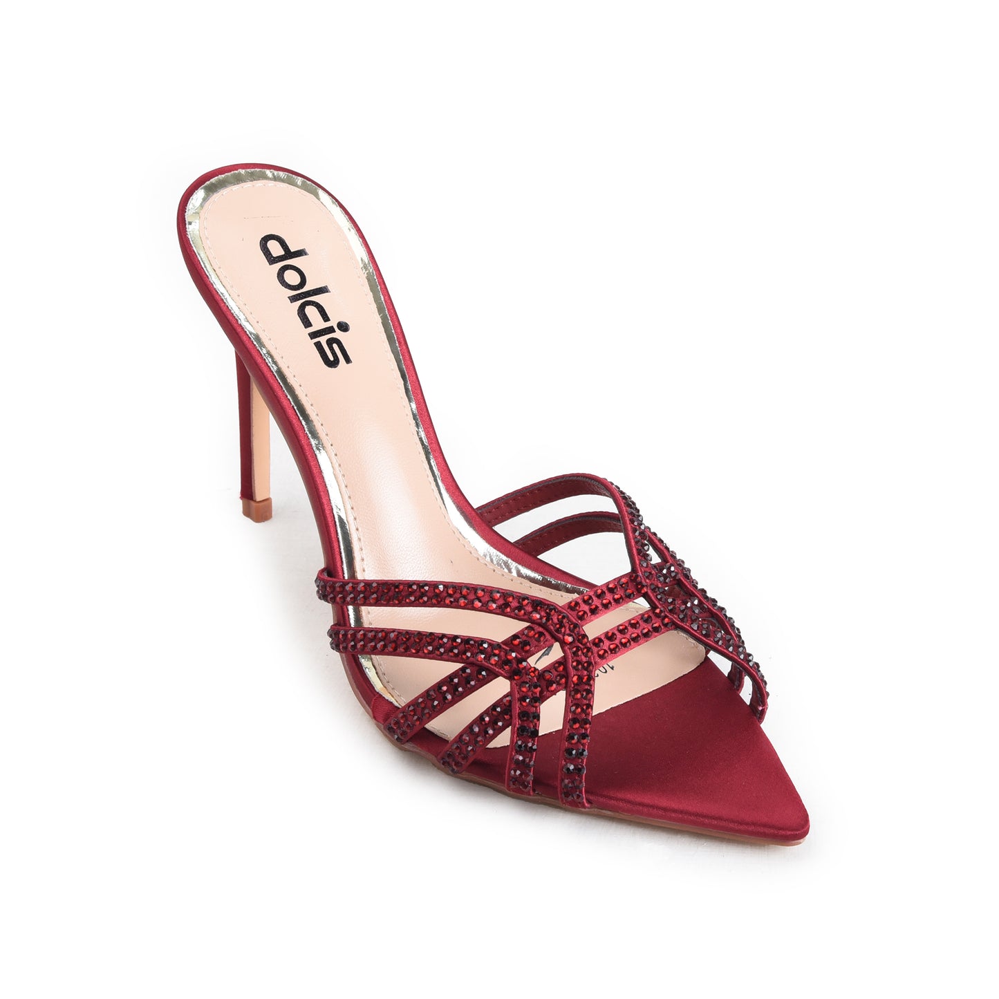 Maroon Crystal Strap Party Heels | 564M-M
