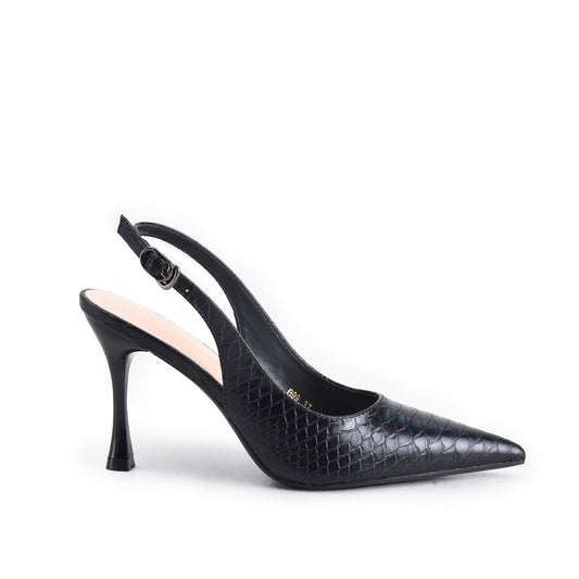 Black Formal Pointed Toe Court Heels | 423P-C