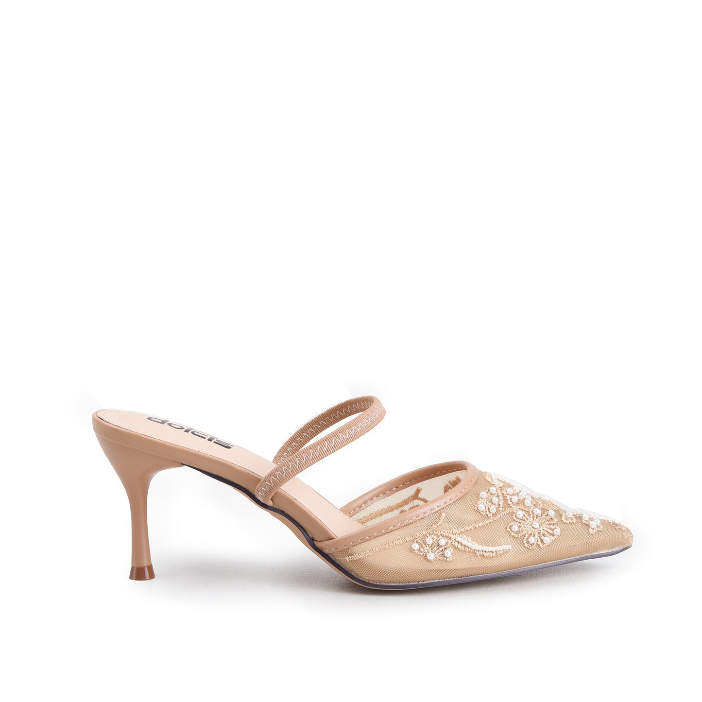 Beige Mesh Accent Pointed Court Heels | 436P-F