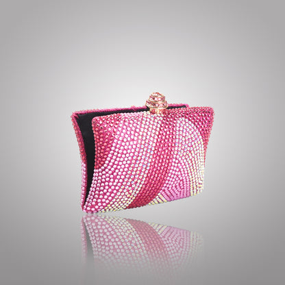 Elegant Pink  Rectangular Swarovski Clutch | C1434-PT
