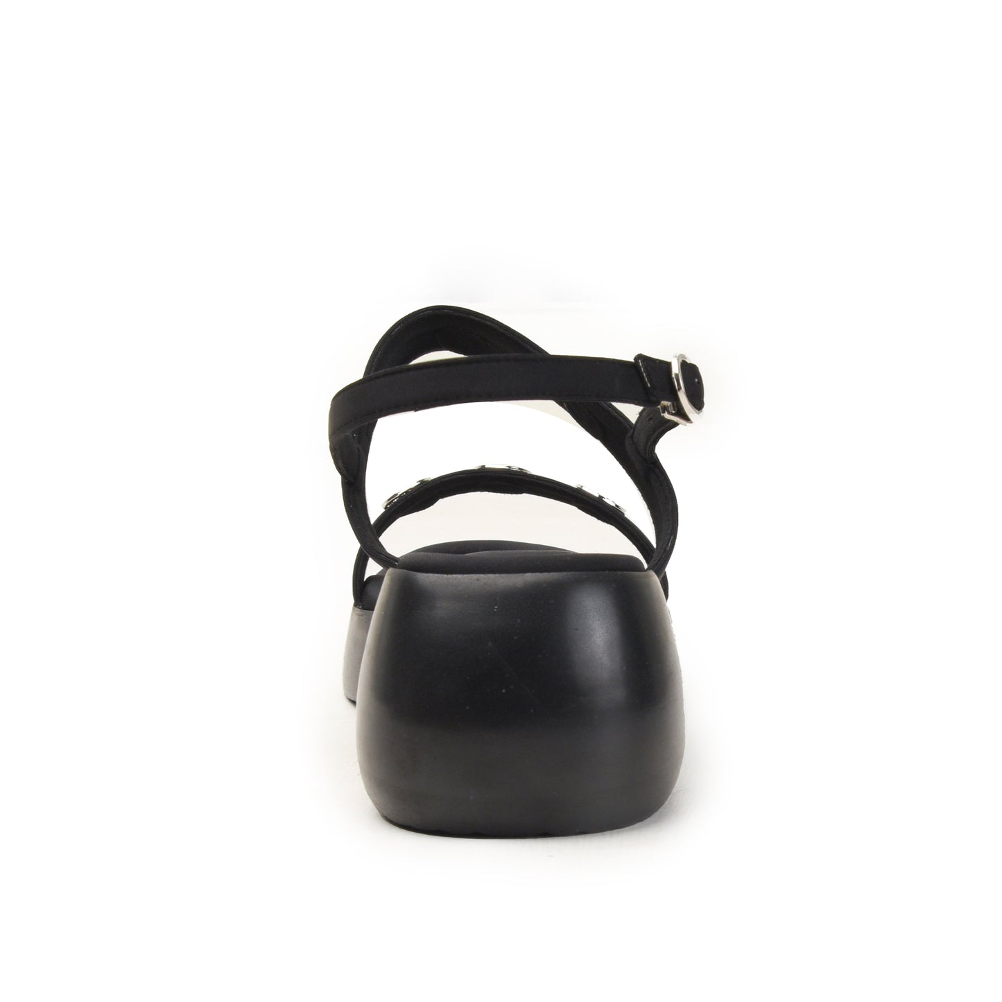 Black Buckle-Strap Sandals with Cushioned Sole Flat | 230H-C