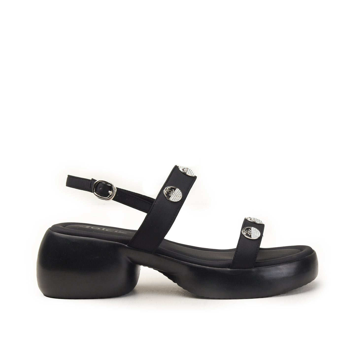 Black Buckle-Strap Sandals with Cushioned Sole Flat | 230H-C