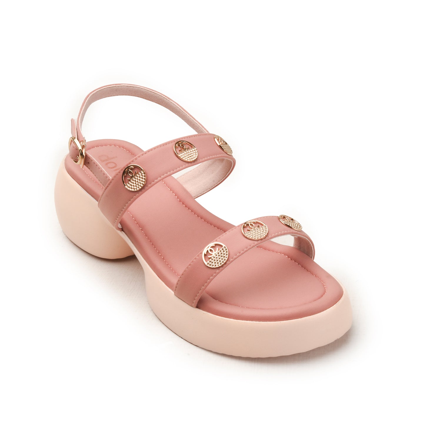Pink Buckle-Strap Sandals with Cushioned Sole Flat | 230H-P
