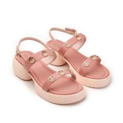 Pink Buckle-Strap Sandals with Cushioned Sole Flat | 230H-P