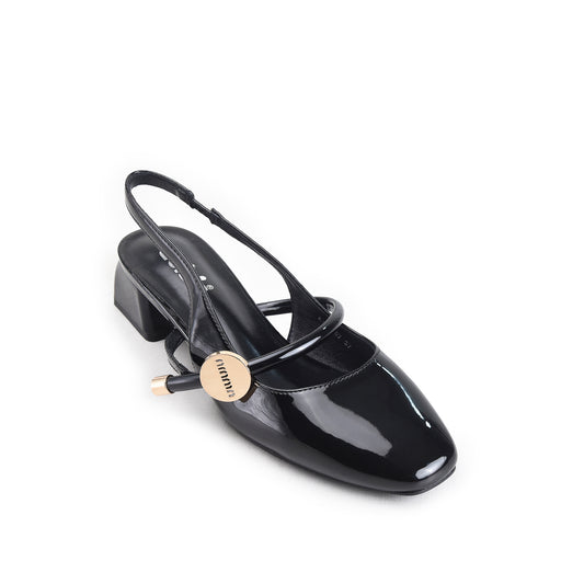 Elegant Black Buckle Slingback Flats Slippers | 416P-C
