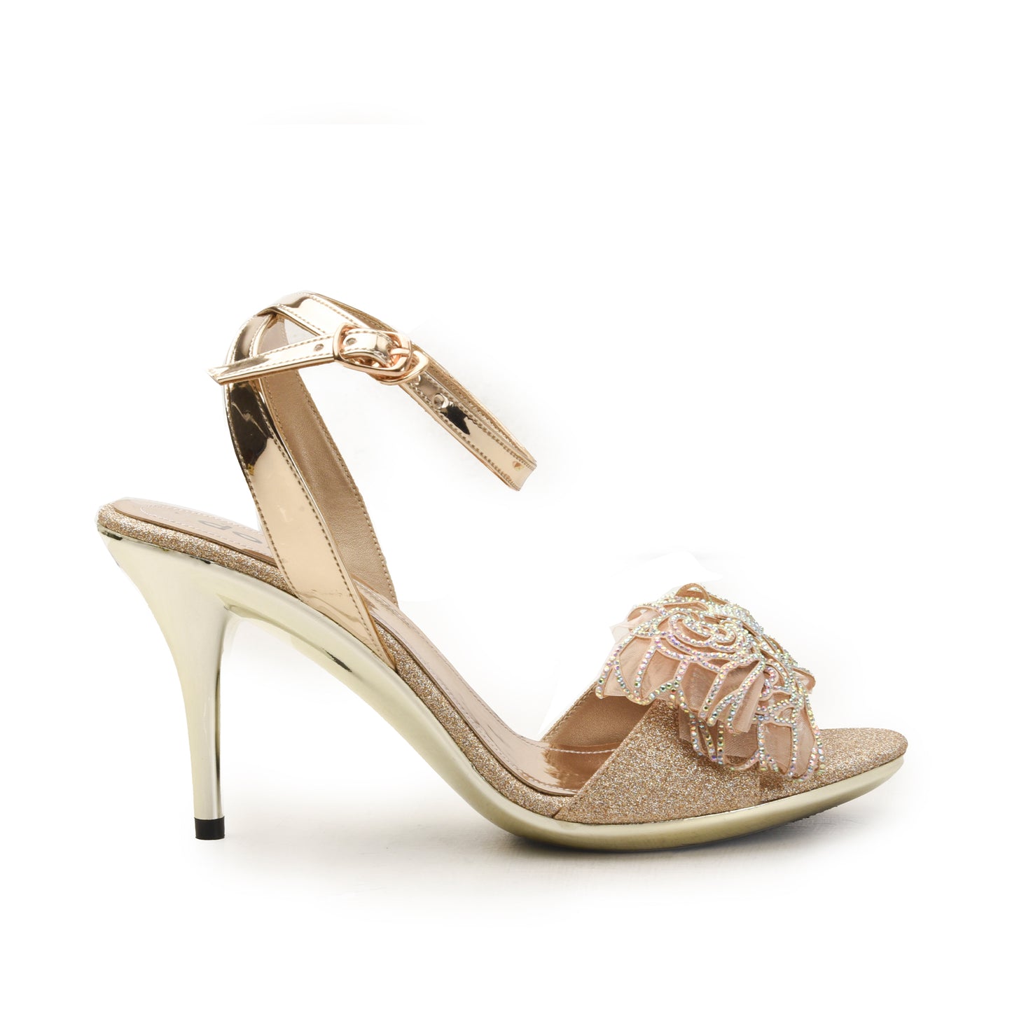 Gold Glitter Heels with 3D Flower | 216H-X