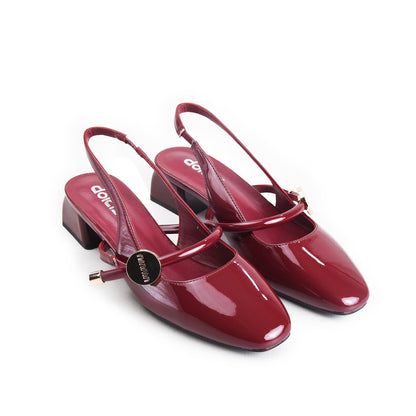 Maroon Slingback Flats Slippers | 416P-M
