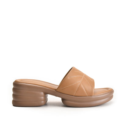 Beige Quilted Slide-On Platform Flats | 504M-BI Dolcis