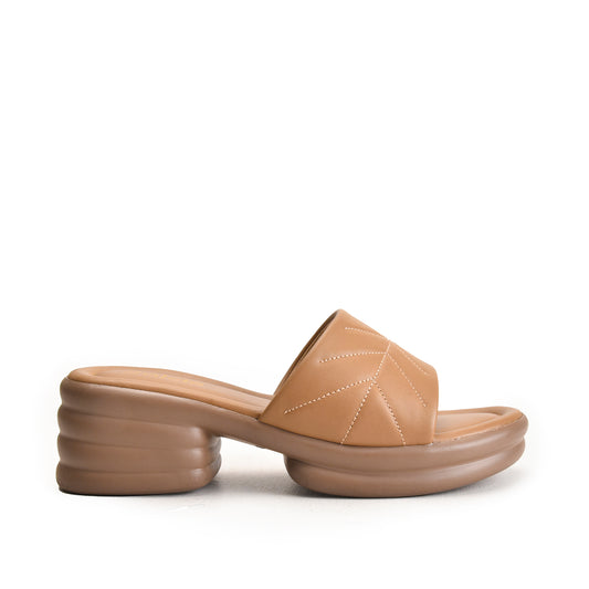 Beige Quilted Slide-On Platform Flats | 504M-BI Dolcis