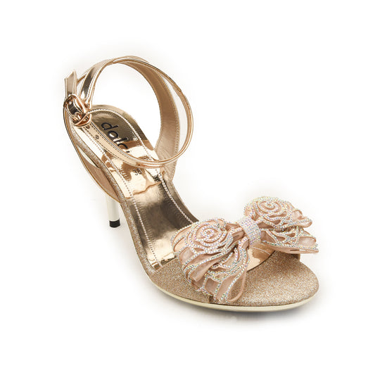 Gold Glitter Heels with 3D Flower | 216H-X