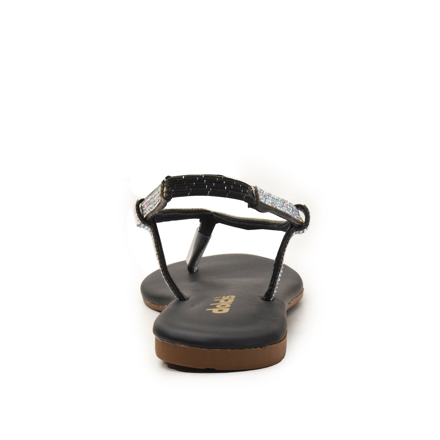 Black Rhinestone Flat Sandals Slippers | 221H-C