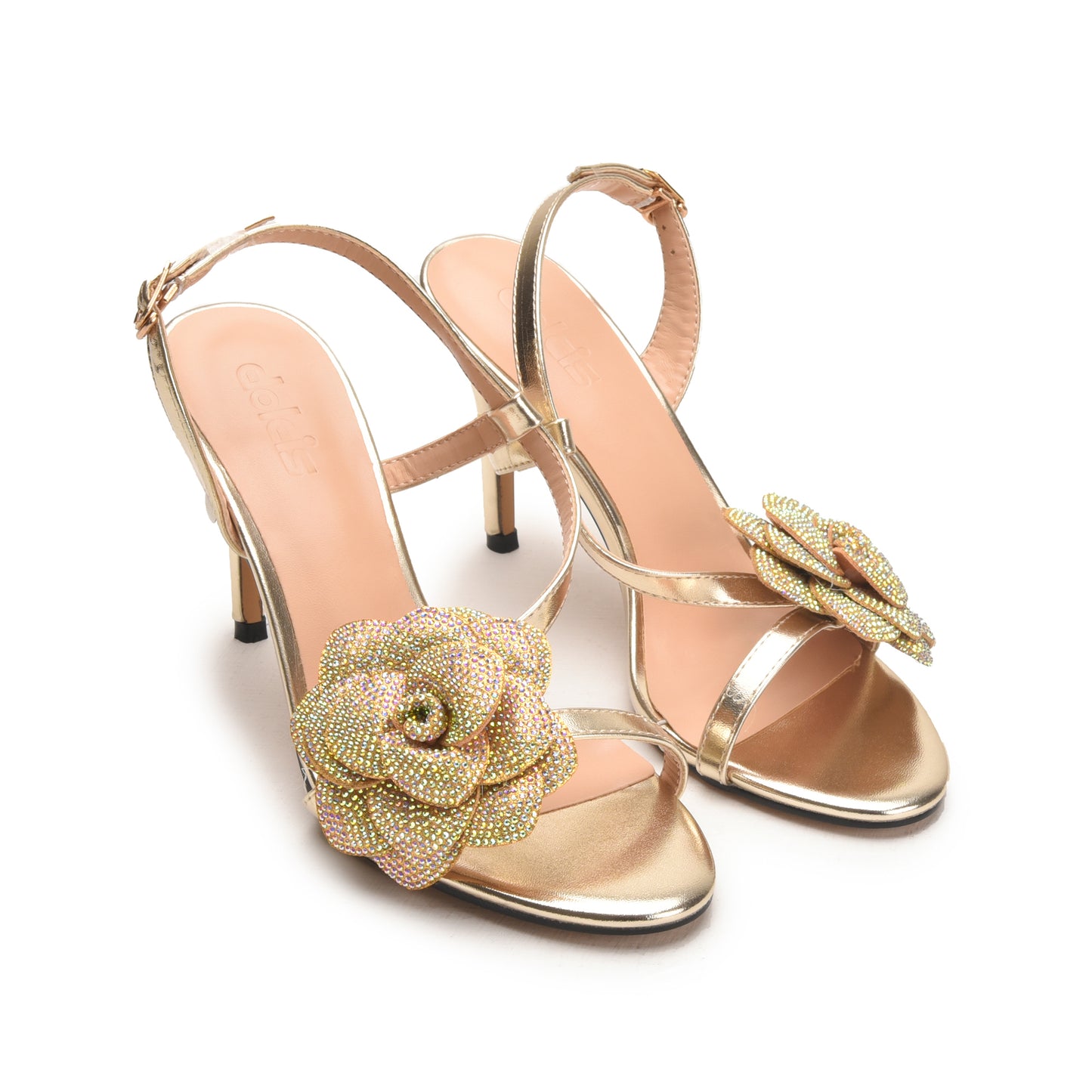 Glamorous Gold Floral Embellished Heels | 296G-X Dolcis