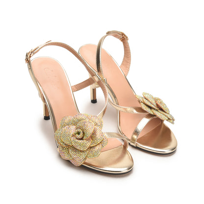 Glamorous Gold Floral Embellished Heels | 296G-X Dolcis