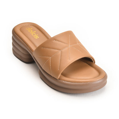 Beige Quilted Slide-On Platform Flats | 504M-BI Dolcis