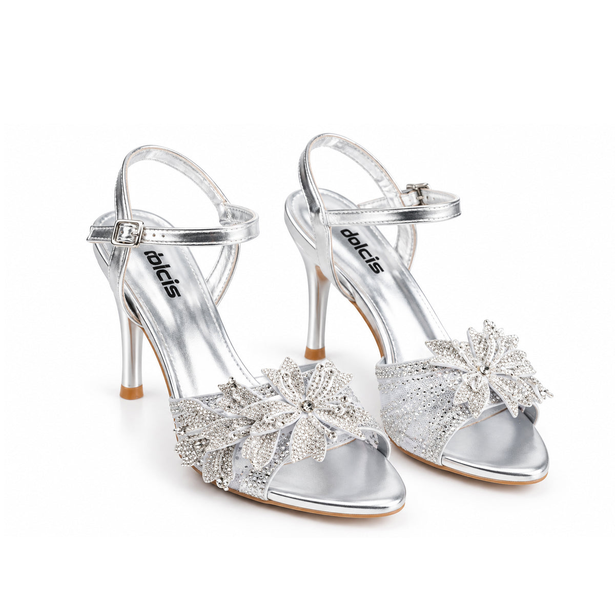 Silver  Floral Petal Heel |280H-S