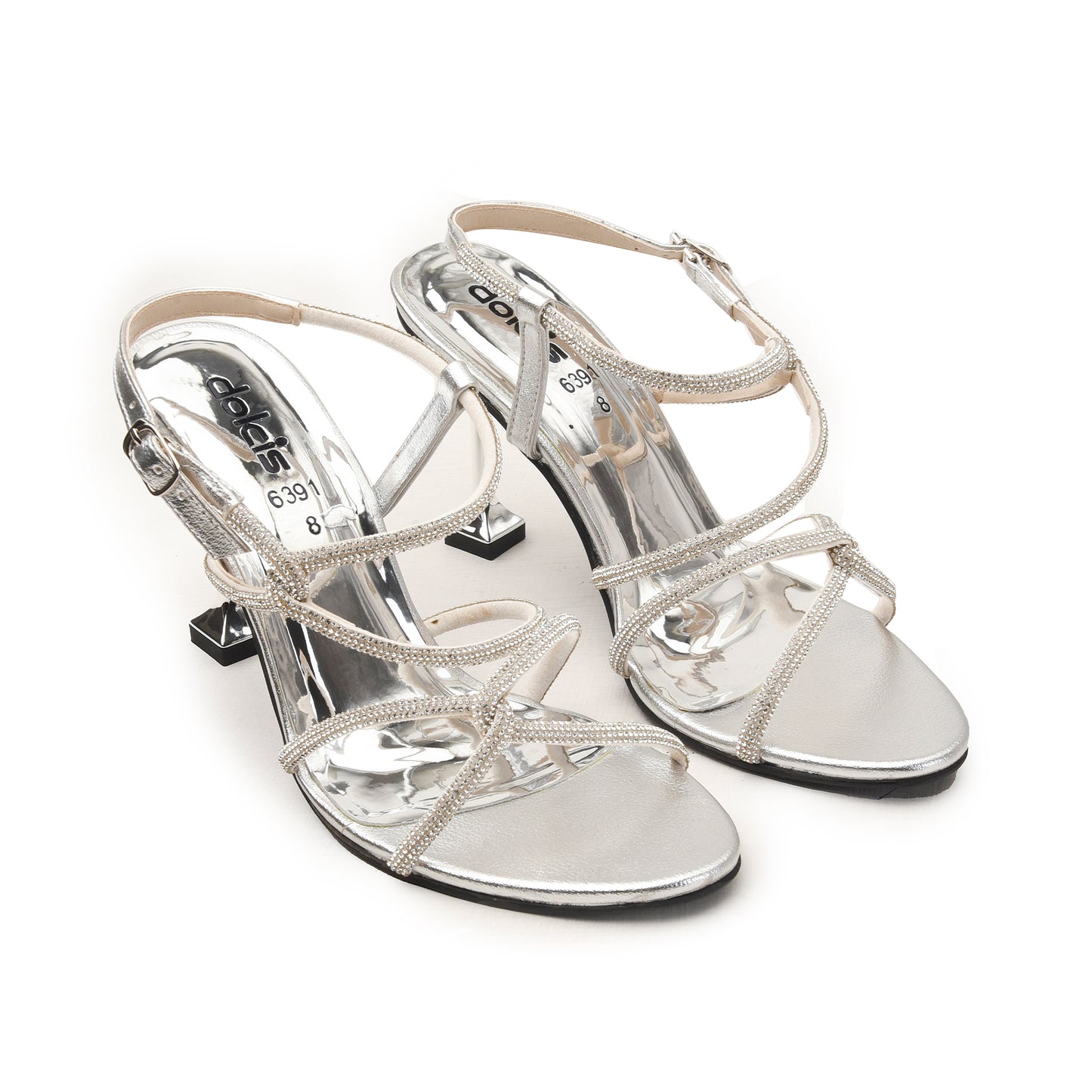 Strappy Silver High Heels for Women | 229H-S