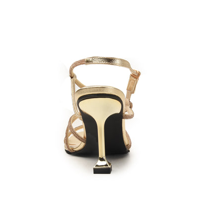 Golden Multi-Strap Heels with Metallic Finish | 229H-X