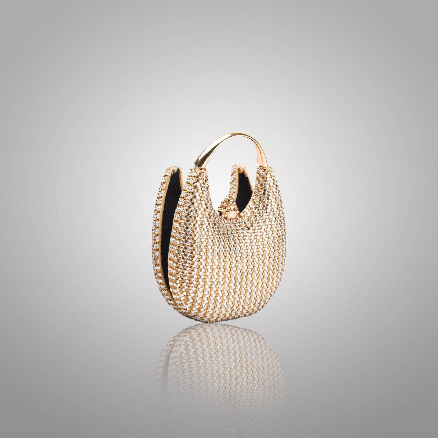 Classic Golden+Silver Swarovski Statement Clutch | C1446-XT