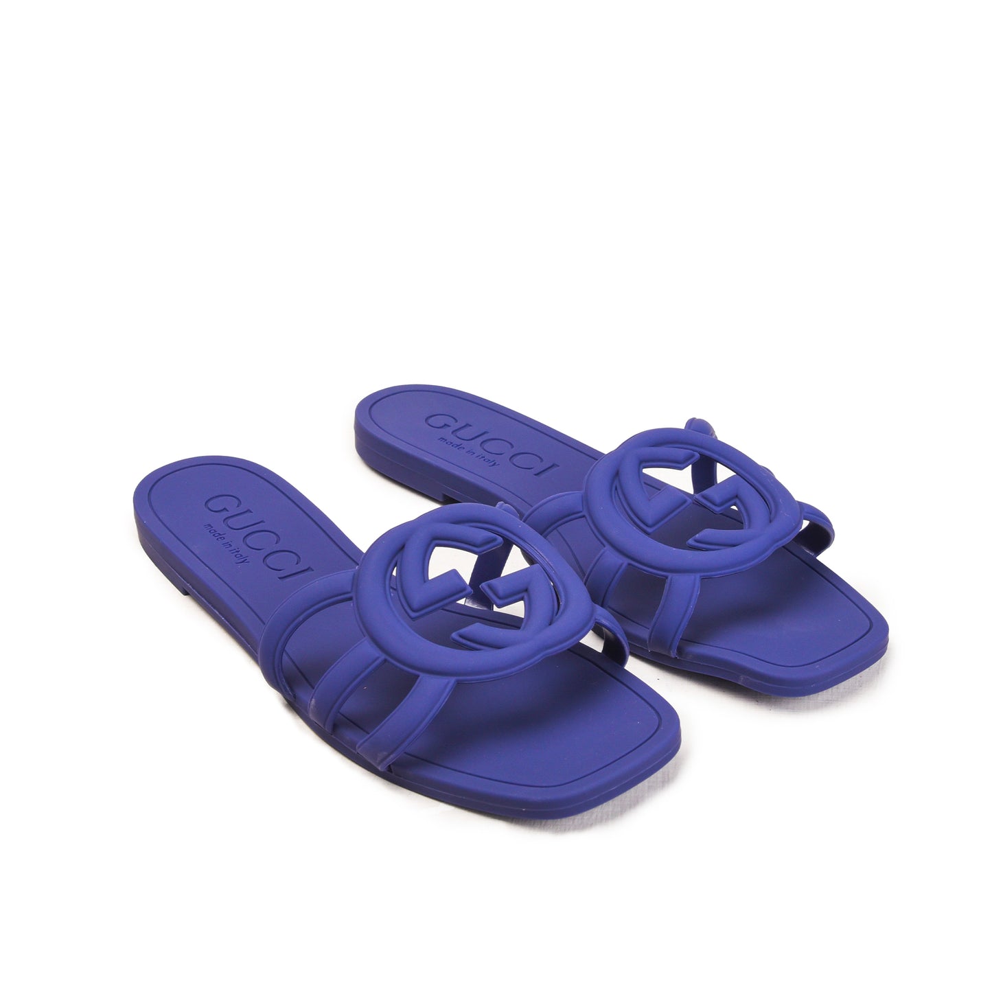 Navy Blue Cut-Out Slip-On Flats Slippers | 567L-Q