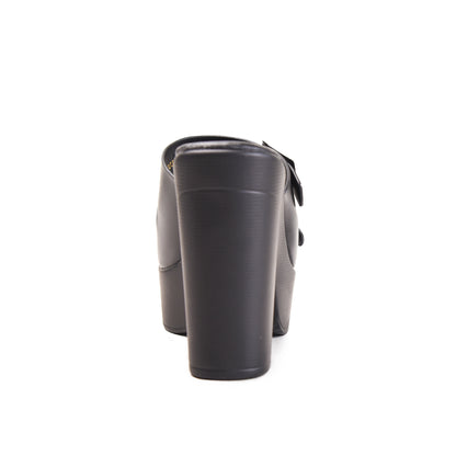 Black Chunky Block Heels | 546M-C